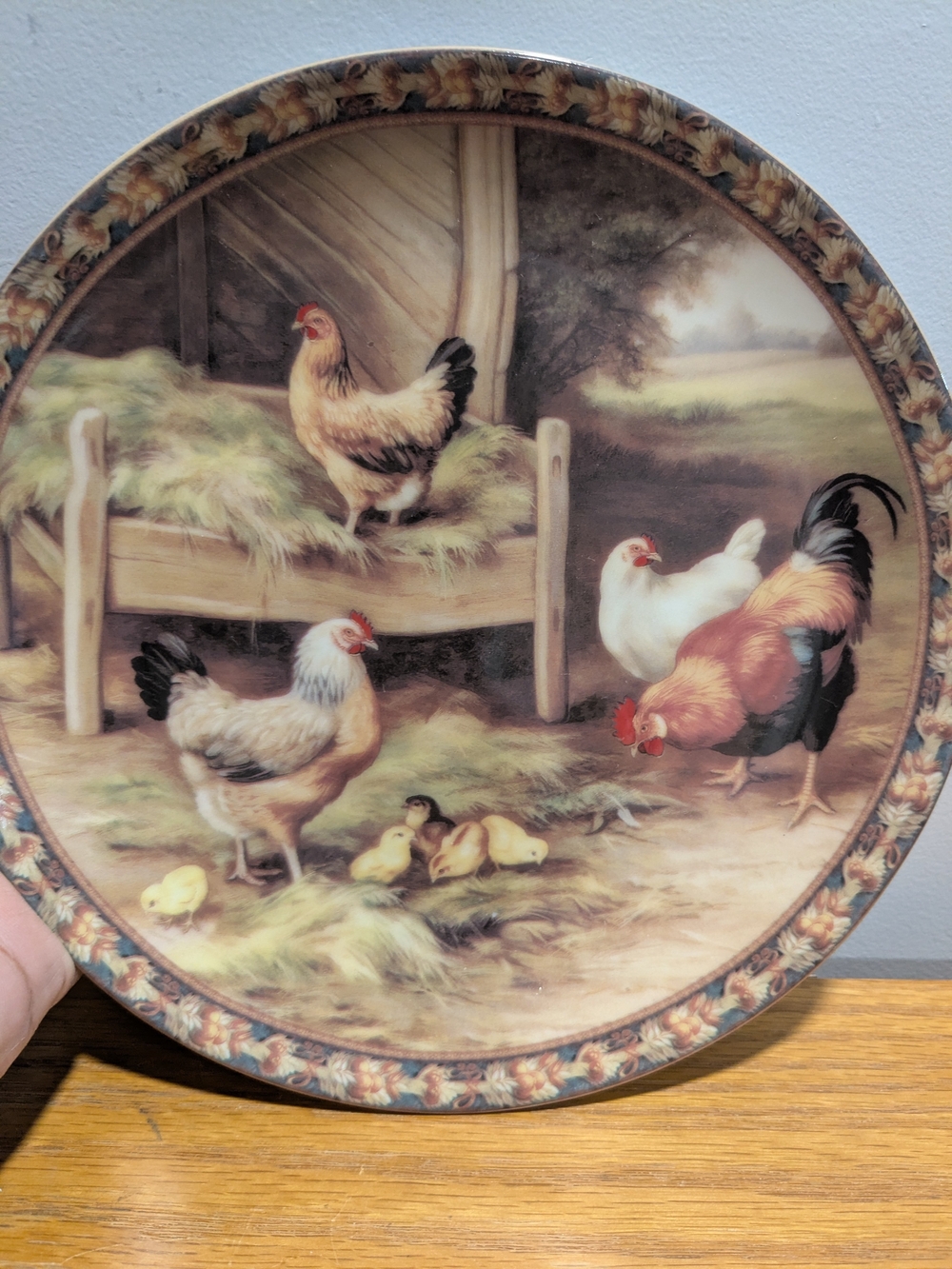 Rustic Chicken Family Decorative Plate - Multi-Color